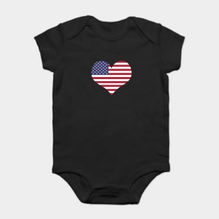 Usa Flag Heart T-Shirt Baby Bodysuit